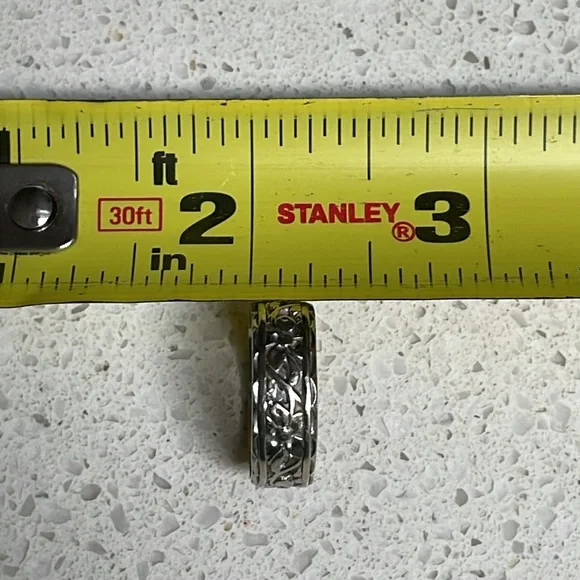 Vintage 14k white gold floral etched cut out engraved band ring size 7